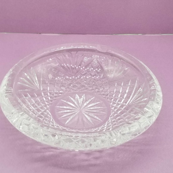 Cut Crystal Ashtray Round Heavy Clear Vintage ash tray - Picture 1 of 8